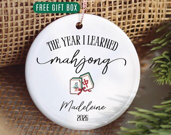 Personalized Mahjong Ornament, The Year I Learned Mahjong, Mahjong Christmas Gift, Mah Jongg Ornament, New Mahjong Player Gift