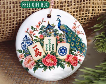 Mahjong Christmas Ornament Exchange Gift for Mahjong Lovers Mahjong Gift Ideas Mahjong Ornaments Group Gift Mahjong Club Gift Merry Mahjong