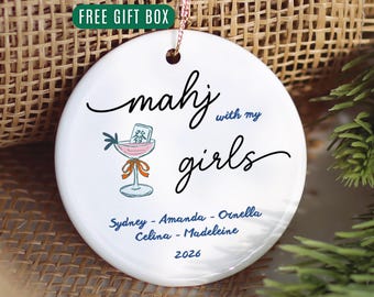 Mahjong Christmas Ornament Personalized Mahjong Gift Ideas for Mahjong Lovers Team Custom Mahjong Ornaments Group Gift Mahjong Club Gift