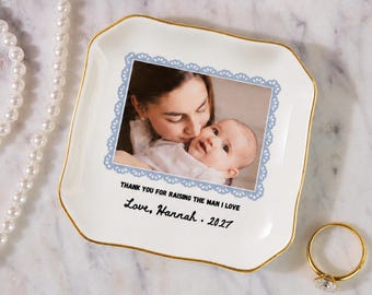Photo Jewelry Dish, Ring Dish Mother of Groom, Personalized Future Mother in Law Gift, Custom Photo Wedding Gift, Jewelry Trinket Dish