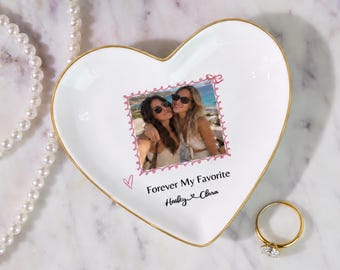 Personalized Photo Jewelry Dish Photo Ring Holder Friendship Gift Best Friend Birthday Present Ceramic Trinket Bowl Keepsake Memory Plate