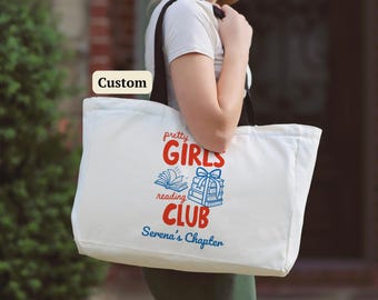 Pretty Girls Read Tote Bag, Personalized Reading Club Tote, Book Lover Gift for Women, Custom Reader Tote, Booktok Tote Bag
