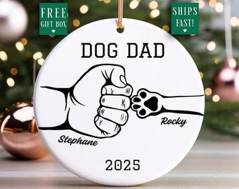 Dog dad ornament, Custom Dog Ornament, Personalized Dog Ornament Gifts for Dog Lover Custom Dog Keepsake Christmas Ornament Dog