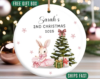 Personalized 2nd Baby Christmas Ornament, Bunny Second Christmas Ornament 2nd Xmas For Boy And Girl Baby's 2nd Christmas Peter Rabbit