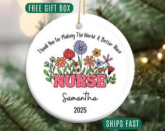 Nurse Thank You Ornament, Custom Nurse Appreciation Christmas Ornament Personalized Nurse Thank You Ornament Gift for Nurse Thank You Gift
