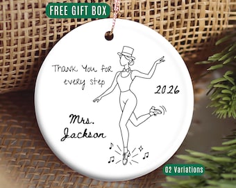 Personalized Tap Dance Teacher Ornament, Tap Teacher Christmas Gift, Dance Instructor Gift, Thank You Dance Teacher Keepsake
