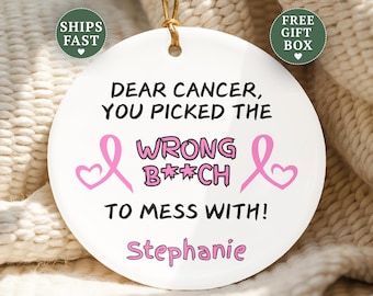 Cancer Survivor Ornament, Custom Cancer Survivor Christmas Ornament Cancer Warrior The Year I Beat Cancer Ornament Cancer Keepsake Ornament