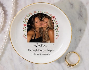 Personalized Photo Jewelry Dish Photo Ring Holder Friendship Gift Best Friend Birthday Present Ceramic Trinket Bowl Keepsake Memory Plate