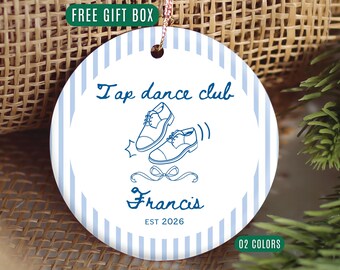 Tap Dance Ornament, Personalized Tap Dancer Gift, Dance Studio Ornament, Tap Shoes Christmas Ornament, Dance Club Gift