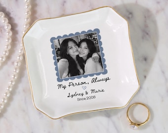 Personalized Best Friend Gift, Photo Jewelry Dish, Custom Best Friend Ring Dish, Friendship Gift for Her, Bestie Birthday Gift