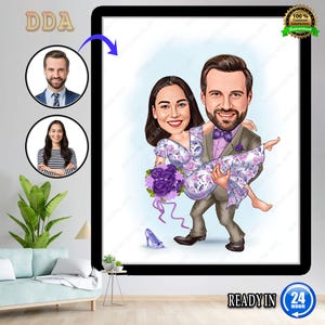 Couple Gift, Couple Caricature from Photo, Funny Couple Gift for Anniversary , Funny Couple Portrait for Home, Couple Cartoon Drawing Art