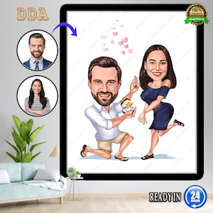 Couple Gift, Couple Caricature from Photo, Funny Couple Gift for Anniversary , Funny Couple Portrait for Home, Couple Cartoon Drawing Art