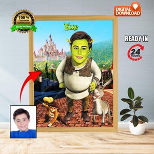 Personalized Shrek Portrait, Custom Caricature from Photo, Funny Digital Cartoon Drawing, Unique Gift, Digital Download