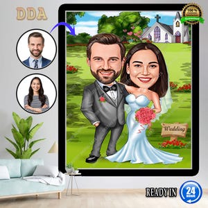 Custom Wedding Couple Cartoon Portrait | Personalized Wedding Caricature | Wedding Gift | Couple Gİft | Funny Couple Illustration