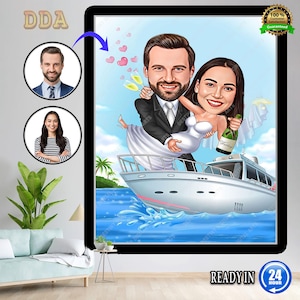 Custom Wedding Couple Cartoon Portrait | Personalized Wedding Caricature | Wedding Gift | Couple Gİft | Funny Couple Illustration
