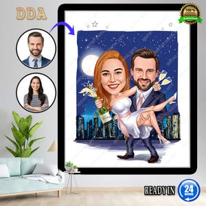 Couple Gift, Couple Caricature from Photo, Funny Couple Gift for Anniversary , Funny Couple Portrait for Home, Couple Cartoon Drawing Art