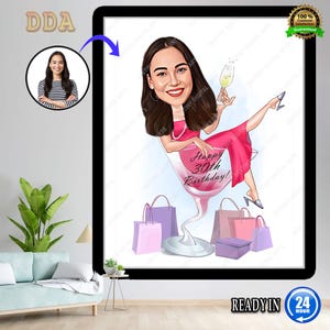 Personalized Birthday portrait, Birthday gift idea, Digital download art, Custom Birthday drawing, Unique Birthday décor, Fun caricature