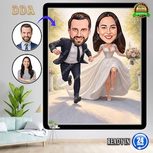 Custom Wedding Couple Cartoon Portrait | Personalized Wedding Caricature | Wedding Gift | Couple Gİft | Funny Couple Illustration