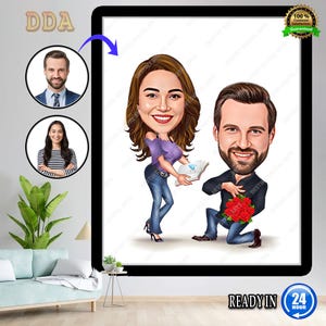 Couple Gift, Couple Caricature from Photo, Funny Couple Gift for Anniversary , Funny Couple Portrait for Home, Couple Cartoon Drawing Art