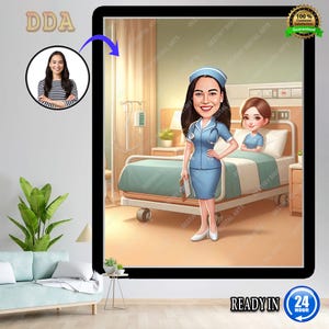 Nurse Caricature Gift Digital Download , Personalized Nurse Birthday Gift, Medical Student Graduation Card , Custom Nurse Coworker Gifts