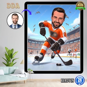 Bespoke Ice Hockey Caricature Personalized Ice Hockey Match & League Design Athletic Sports Photo to Cartoon Perfect Gift Digital Design Art