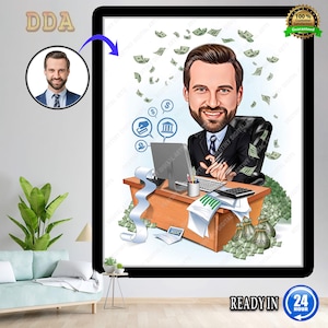 Custom Accountant Cartoon Portrait, Accountant Portrait, Accountant Gift, Accountant Caricature, Unique Accountant Gift, Accountant Drawing