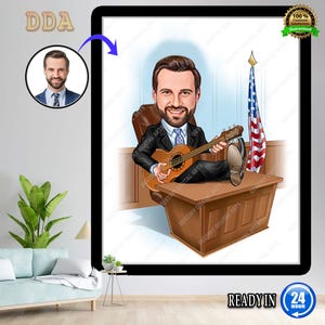 Personalized Guitarist Cartoon Portrait, Custom Guitarist Caricature Drawing from Photo, Funny Guitarist Caricature, Gift for Guitarist