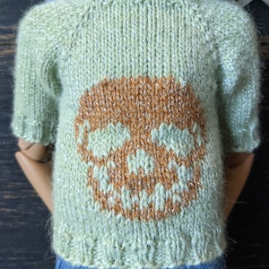 MSD BJD Skull Gold on Green Sweater