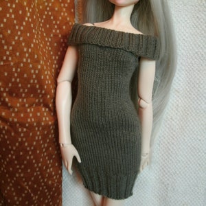 SD BJD Mocha Off the Shoulder Sweater Dress