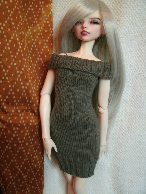 SD BJD Mocha Off the Shoulder Sweater Dress