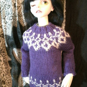 MSD BJD Fairisle Patterned Purple Sweater