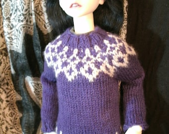 MSD BJD Fairisle Patterned Purple Sweater