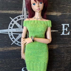 SD BJD Lime Color Off the Shoulder Sweater Dress