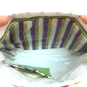 BFCM SALE Purple Butterfly make up pouch purple white silk cosmetic pouch. purple butterfly image 5