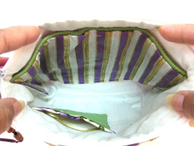 BFCM SALE Purple Butterfly make up pouch purple white silk cosmetic pouch. purple butterfly image 5