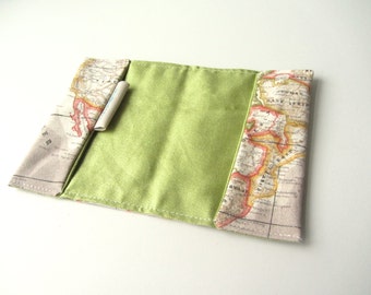 BFCM SALE Ready to ship: World map passport cover "It's a small world" world map green