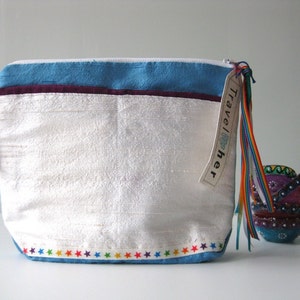 BFCM SALE Make up pouch cosmetic travel Indian Rainbow silk image 2