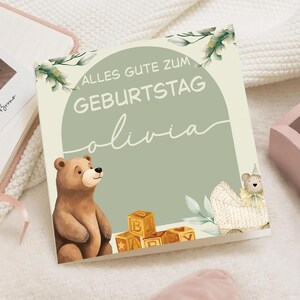 Personalisierte Geburtstagskarte Kind | Bär Babykarte Mädchen Junge | Kindergeburtstagskarte mit Namen | Südtiermotive |