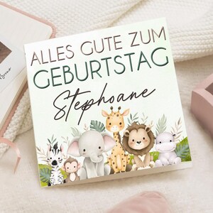 Geburtstagskarte Tiere | Dschungel Babykarte personalizzato | Carta per bambini con nome | Safari Tiere Karte Geburtstag Junge Mädchen