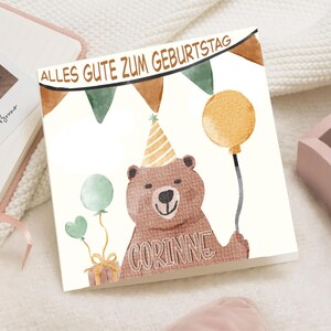 Geburtstagskarte personalizzato | Bär Babykarte Mädchen Junge | Kindergeburtstag Karte mit Name | Motivo del Sud |