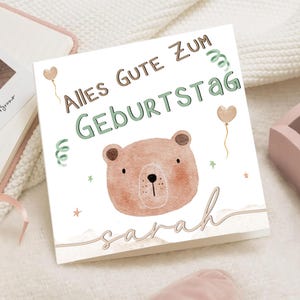 Personalisierte Geburtstagskarte Kind | Bär Babykarte Mädchen Junge | Kindergeburtstagskarte mit Namen | Südtiermotive |