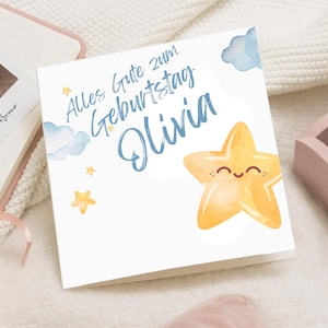 Geburtstagskarte Stern Kind | Biglietto personalizzato con nome | Alles Gute zum Geburtstag Mädchen Junge