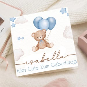 Geburtstagskarte personalizzato | Bär Babykarte Mädchen Junge | Kindergeburtstag Karte mit Name | Motivo del Sud |