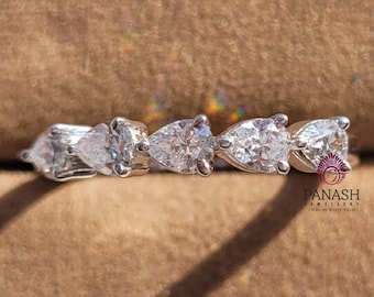 East to West Pear Diamond Eternity Wedding Band for Her, Lab Grown Diamond Band, Anniversary Gift For Women, Promise Ring, Birthday Gift