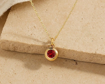 Gold Vermeil Birthstone Pendant Necklace, Sterling Silver, Minimalist Layering Jewelry