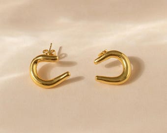 Gold Vermeil Hoop Earrings, 925 Sterling Silver, Dainty Hoops, Minimalist Earrings, Everyday Jewelry, Gift for Her