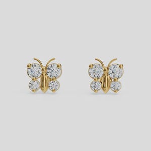 Butterfly Stud Earrings | Dainty Gold Butterfly Earrings | 925 Sterling Silver | Minimalist Earrings for Women | Cute Everyday Studs