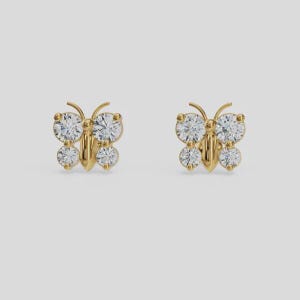 Butterfly Stud Earrings | Dainty Gold Butterfly Earrings | 925 Sterling Silver | Minimalist Earrings for Women | Cute Everyday Studs