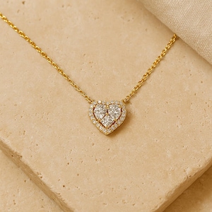 CZ Heart Pendant Necklace: 925 Sterling Silver, Gold Vermeil