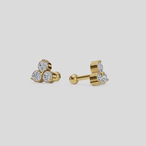 Pendientes de tres botones / Delicados pendientes triples / Plata de ley 925 / Pendientes de oro vermeil / Pendientes para el día a día / Regalo para ella